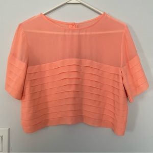 Coral Pleated Crop Top w/ Button Back Detail in size M